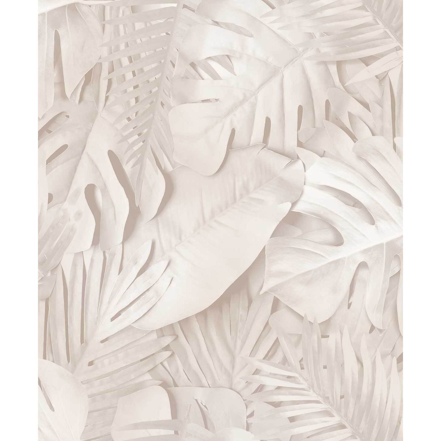 Papier peint feuillage tropical beige élégant
