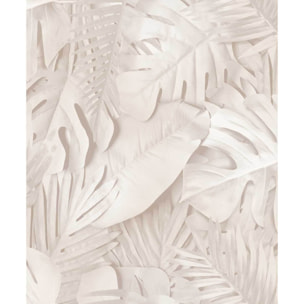 Papier peint feuillage tropical beige élégant