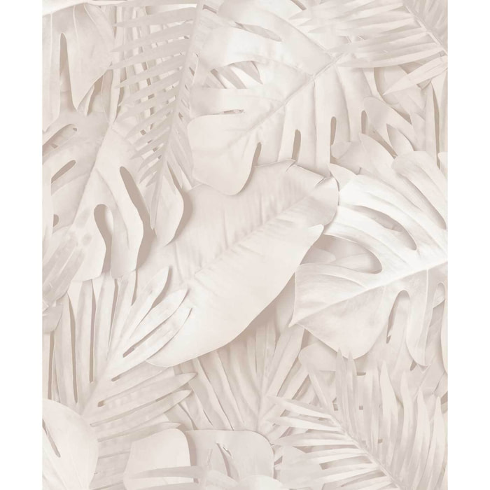 Papier peint feuillage tropical beige élégant