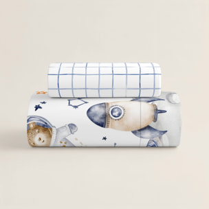 Funda Nórdica Estampada - Infantil - 100% Algodón - Incluye 1 Funda de Almohada - Interstellar