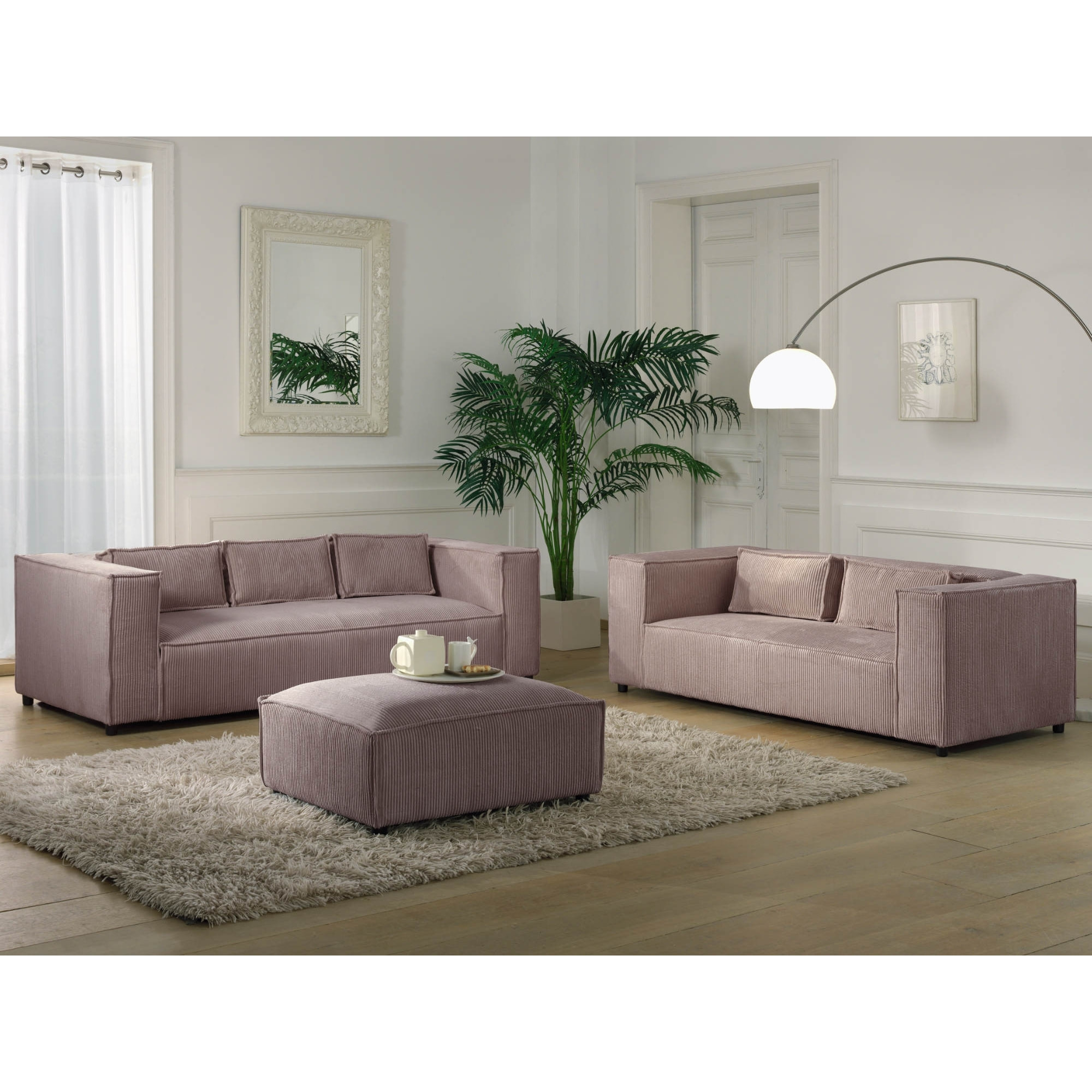 Stella - pouf en velours côtelé - style contemporain - Rose