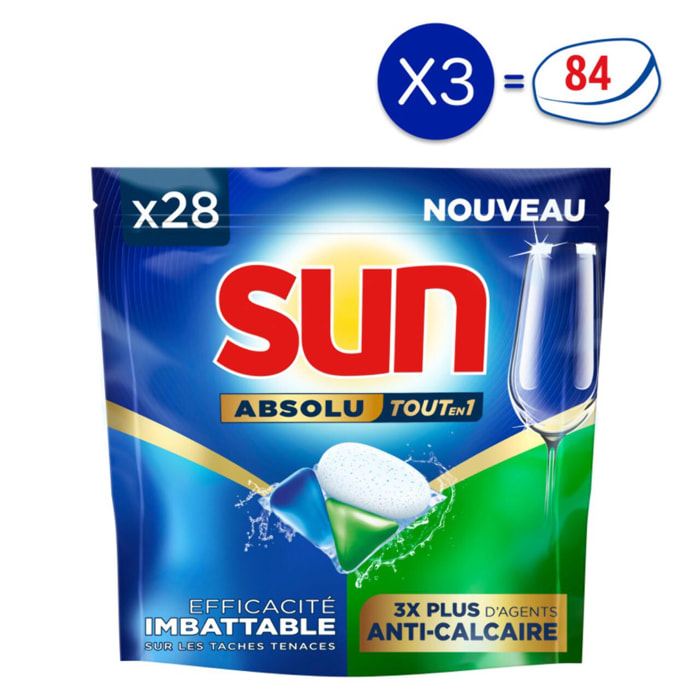 84 lavages - Capsules Tout-en-1 SUN Absolu Protection (Lot de 3x28)