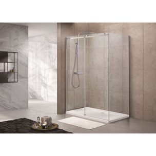 T-Linea Porte coulissante de douche verre trempé avec accessoires de montage 120x200cm, Chrome (SIKOTLDNEW120L)