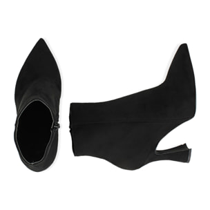 Botines negros de microfibra, tacón 10 cm.
