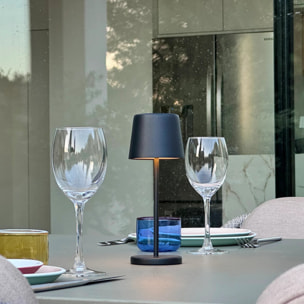 6 Lampes de table MINI KELLY Noir H22cm + base de chargement