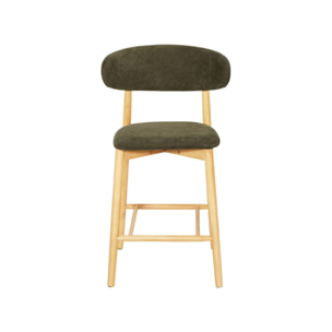 Tabouret de bar bois d'hévéa naturel et tissu chenille (lot de 2)  PAOLA