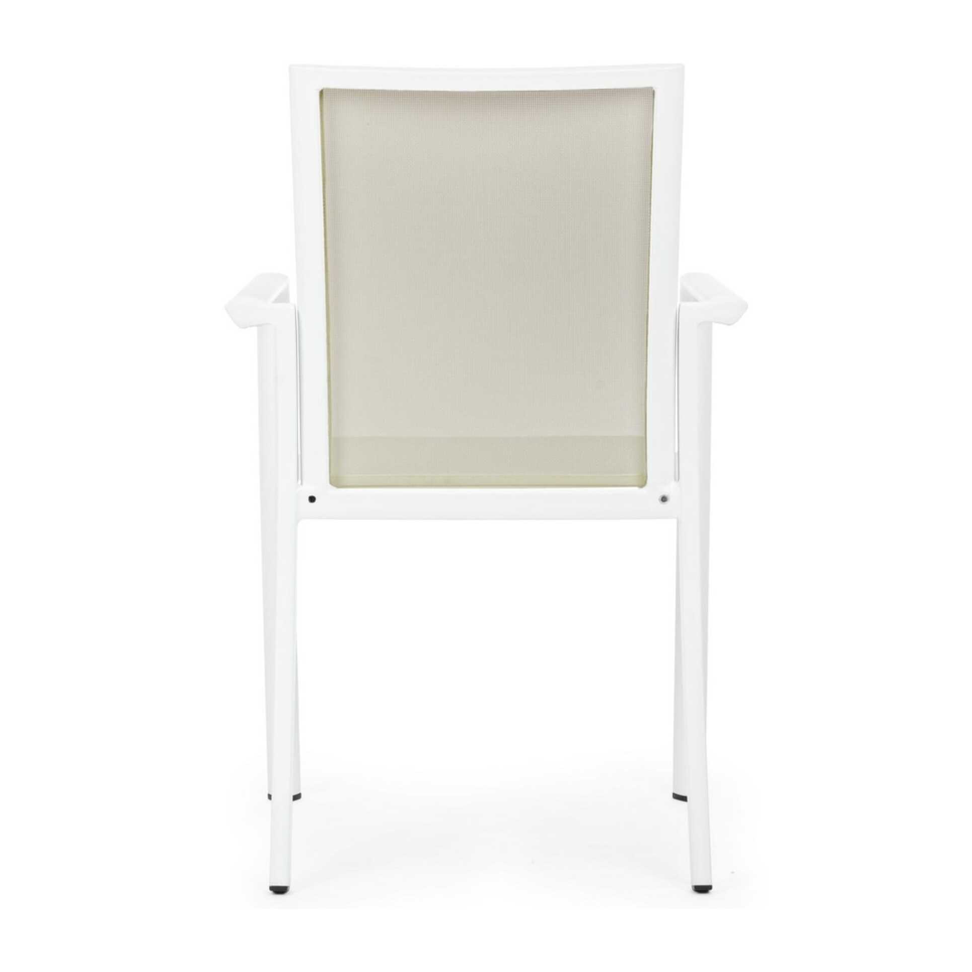 Set 4 sedie da giardino KONNOR in textilene beige e struttura in alluminio bianco
