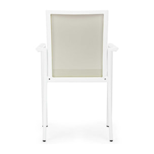 Set 4 sedie da giardino KONNOR in textilene beige e struttura in alluminio bianco