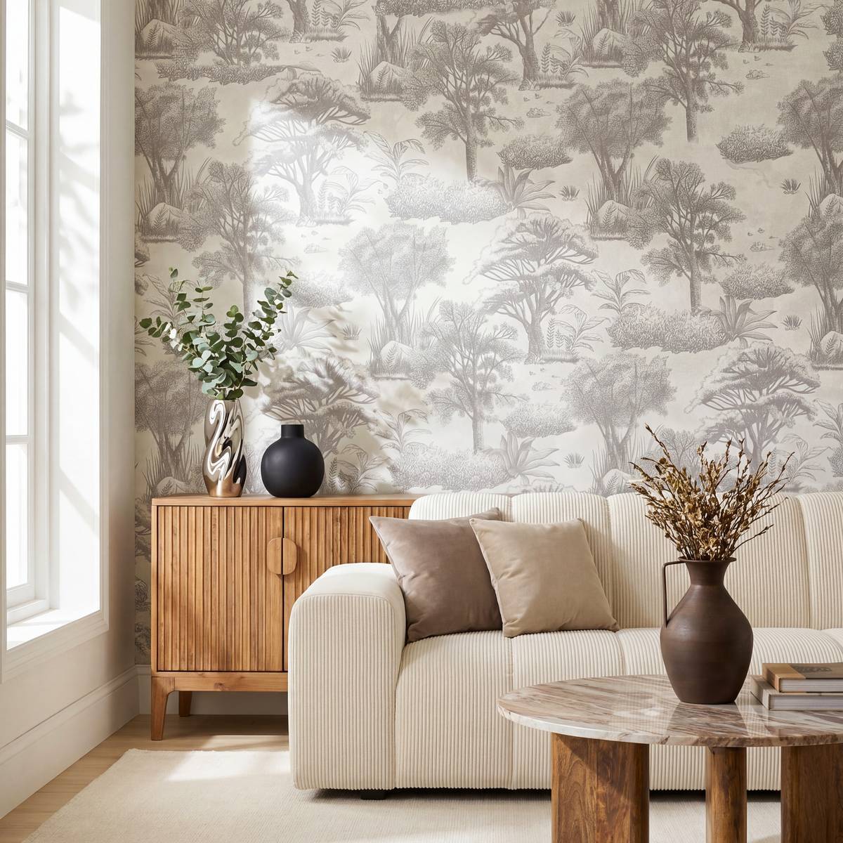 Papier peint intissé pré-encollé Melina 53x1000cm gris