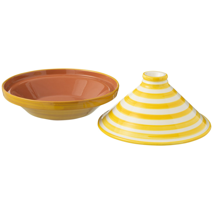 J-Line tajine Granada Stripes - céramique - blanc/jaune