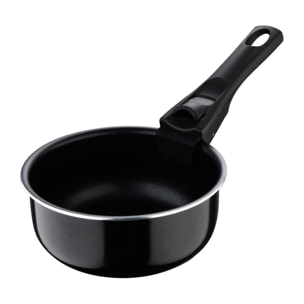 juego de 3 cazos ø16ø18ø20cm aluminio prensado negro + mango extraíble