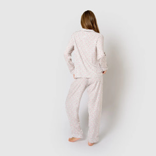 Pijama largo camisero de viscosa zulu verde seco/rosette