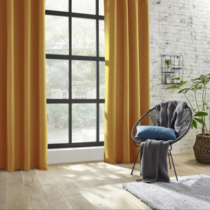 Lot de 2 rideaux occultants jaune moutarde 135x240cm