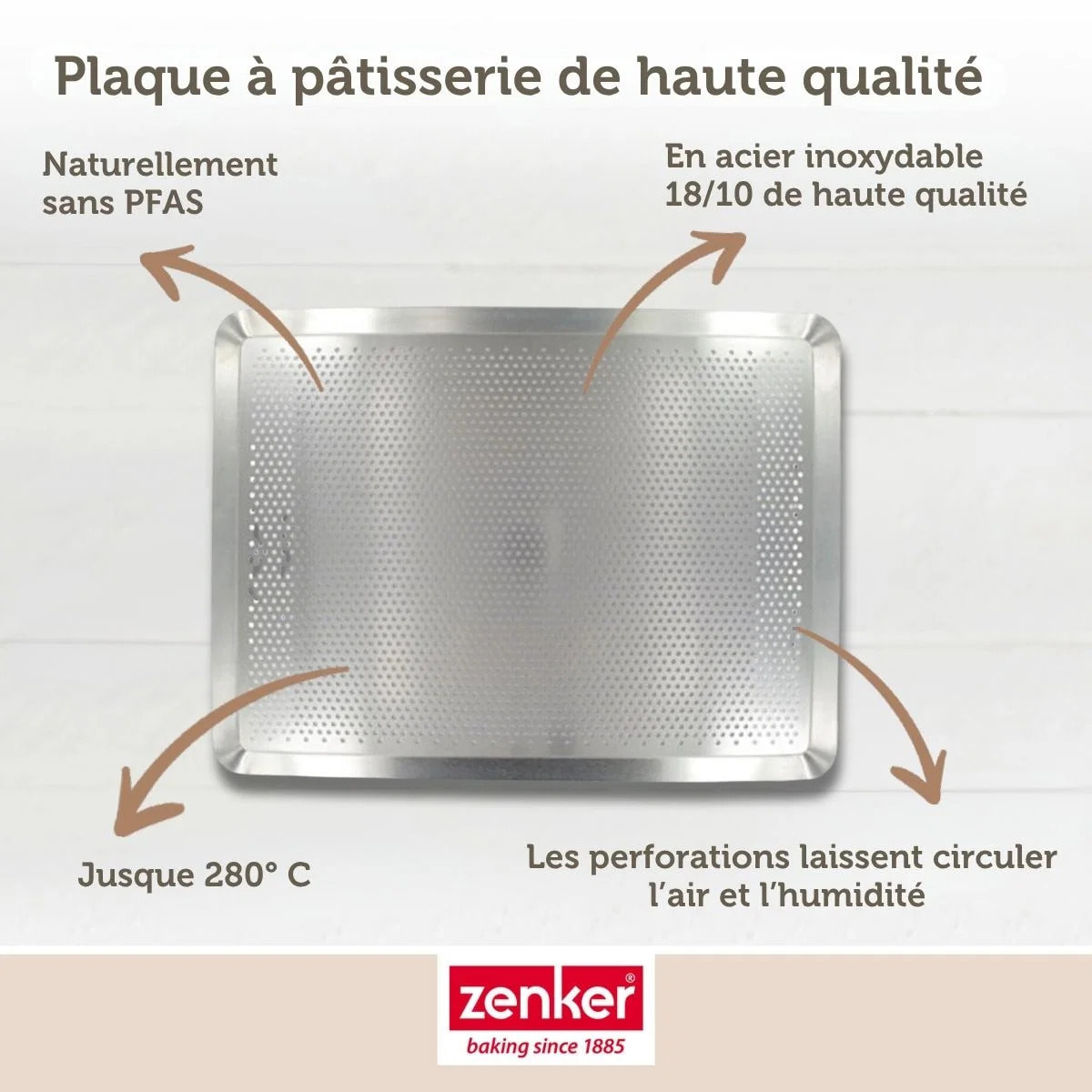 Plaque à pâtisserie perforée 40 x 30 cm en acier inoxydable Zenker Special Cooking