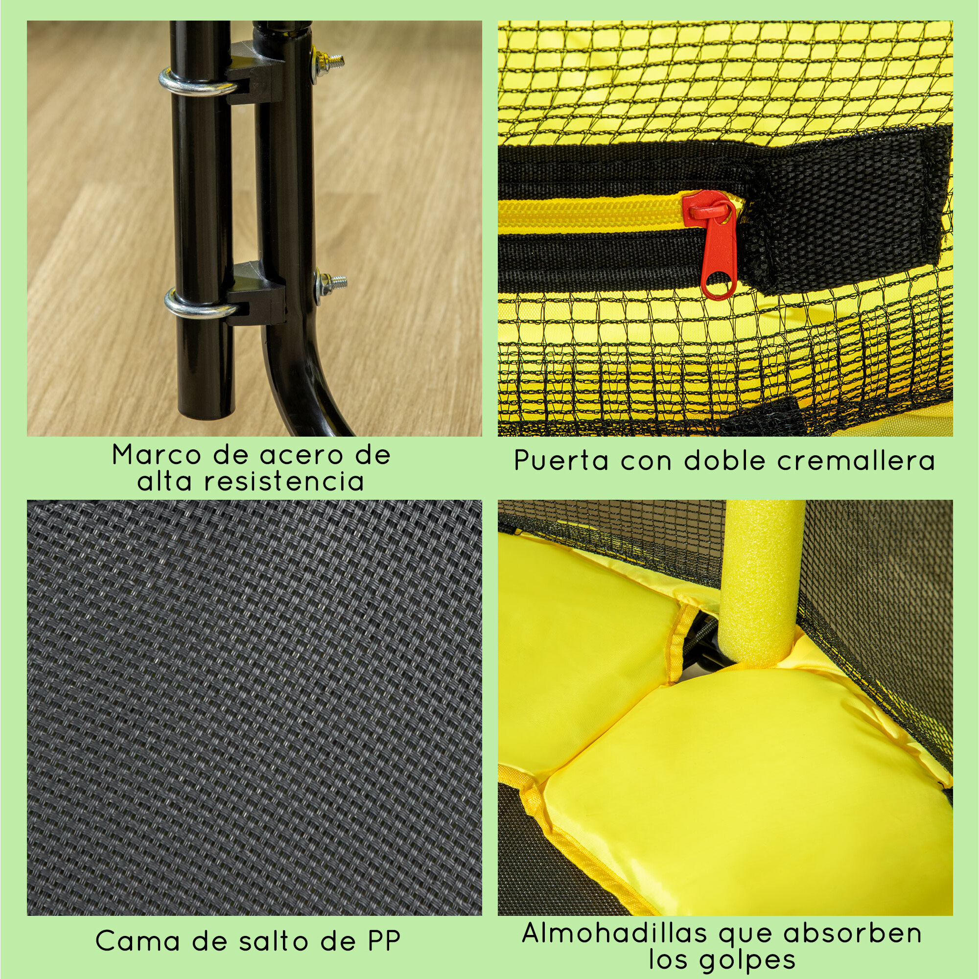 Cama Elástica Infantil Ø110 cm Trampolín para Niños con Red de Seguridad y 3 Patas de Acero en Forma de U Carga 50 kg para Interior Amarillo