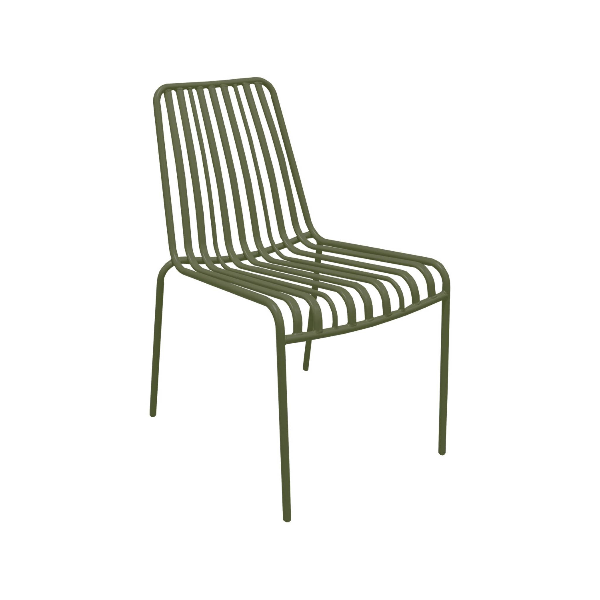 Lot de 2 chaises de jardin FLORIDA kaki empilable en acier. L 59 x P 47.5 x H 78 cm