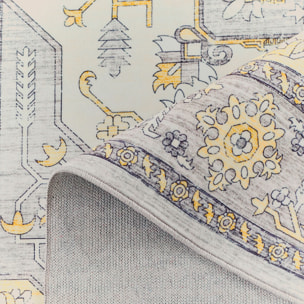 OTTOMAN - Tapis à poils courts doux à motif oriental jaune