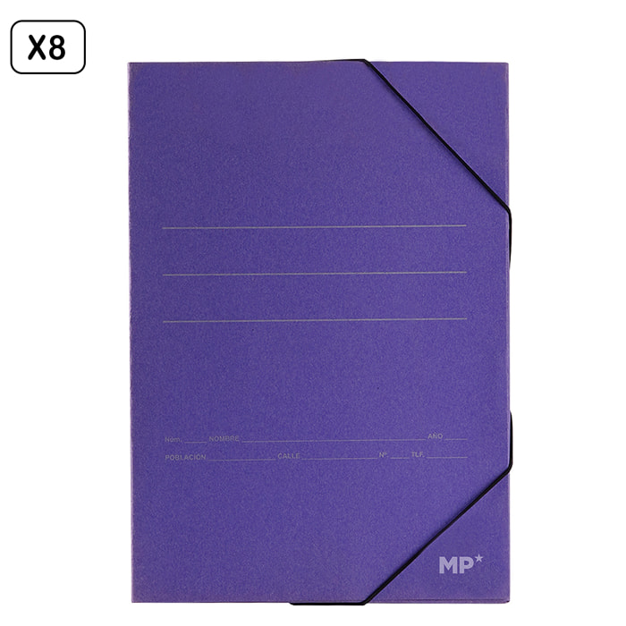 PACK 8 Uds. CARPETA LOMO AZUL CON SOLAPA Fº ECO