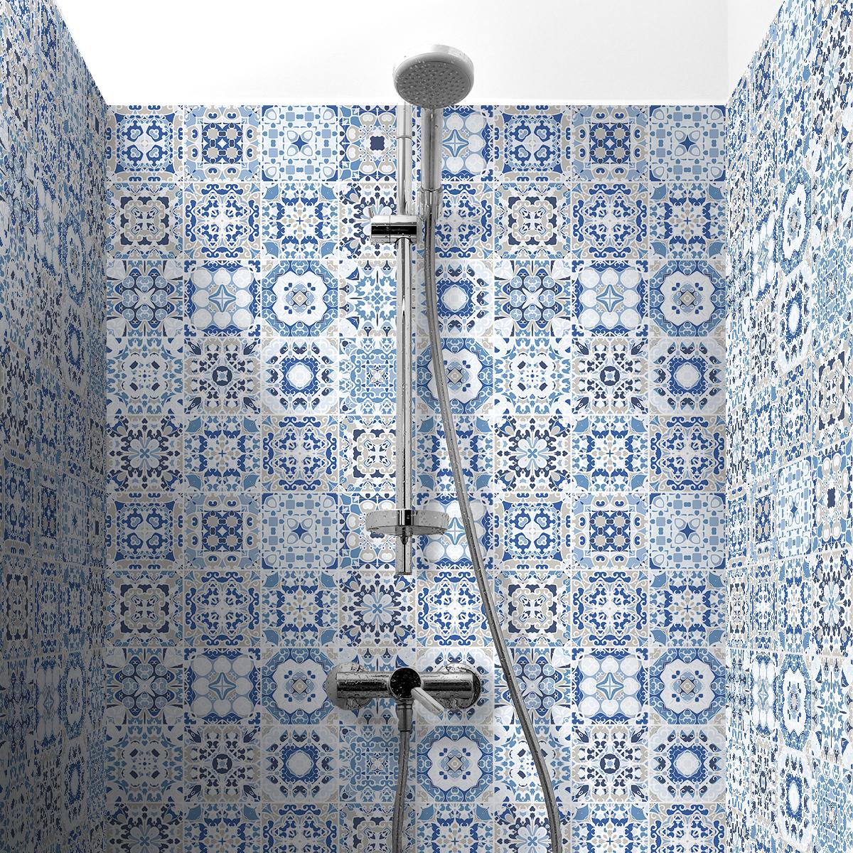 Stickers muraux - Sticker Mural Carrelage adhésif Cuisine Salle de Bain - 30 STICKERS CARREAUX DE CIMENT AZULEJOS PIANIO