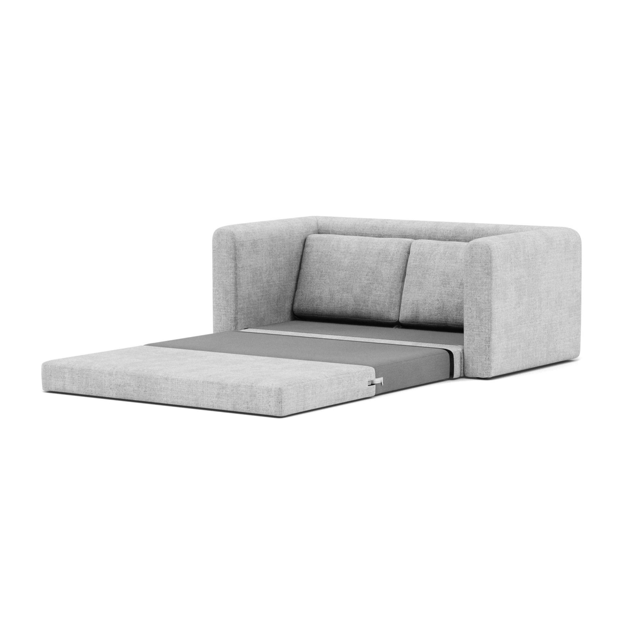 Marilia - Canapé 2 places convertible déplimousse en velours texturé - Gris clair