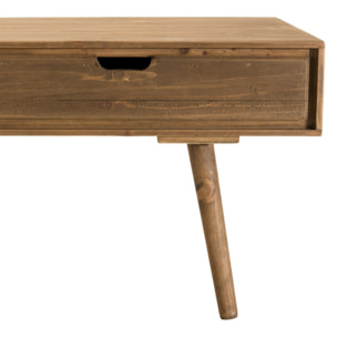 ANDY - Table basse marron scandi rectangulaire 4 tiroirs bois Sapin