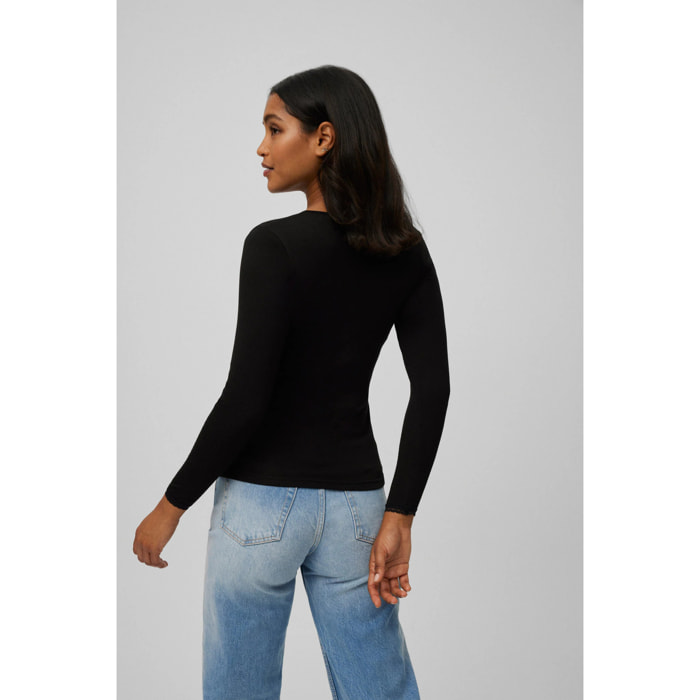 T-shirt termica da donna a maniche lunghe con scollo a V