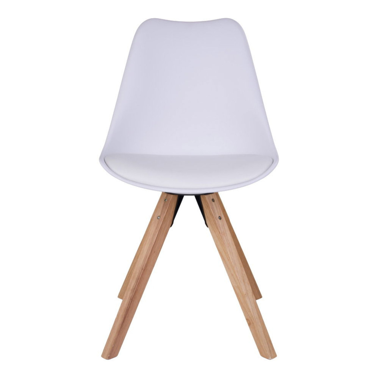 Set 2 sedie da pranzo Bergen in ecopelle bianca con gambe in legno naturale