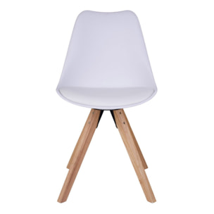 Set 2 sedie da pranzo Bergen in ecopelle bianca con gambe in legno naturale