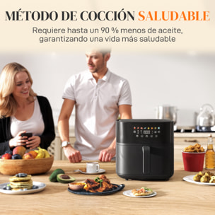 Freidora de Aire 8 L Air Fryer 1700 W Circulación de Aire Caliente a 360° Temperatura Regulable 80-200°C 8 Programas Panel Táctil Temporizador Negro