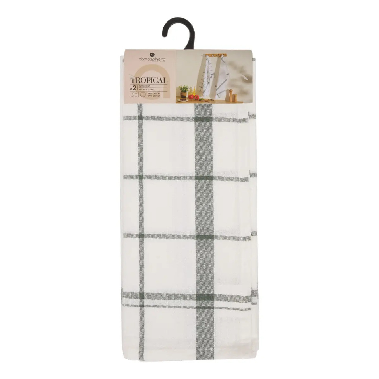 Torchons Tropical 45x70cm vert 2 pièces