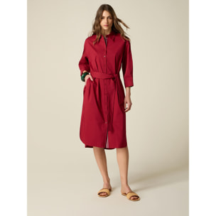 Oltre - Vestido camisero en popelín - Rojo