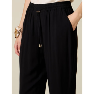 Oltre - Pantaloni joggers in viscosa - Nero