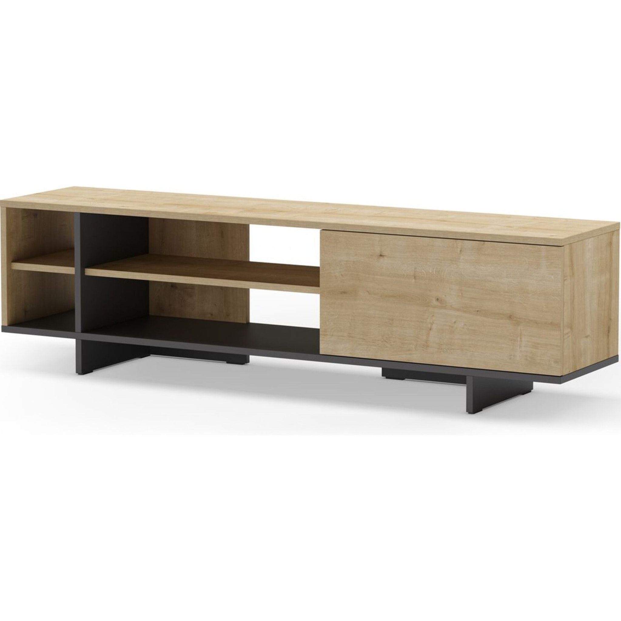 Meuble Tv 1 porte décor chêne - ALICIA