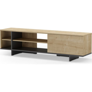 Meuble Tv 1 porte décor chêne - ALICIA