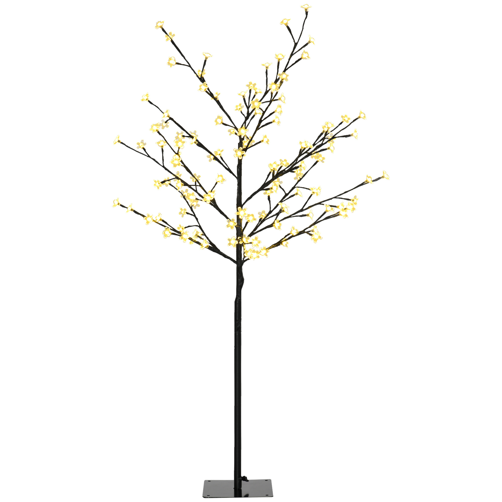 Luz de Árbol de Cerezo con 120 Luces LED IP44 Blanco Cálido Lámpara Decorativa de Flor de Cerezo con Ramas Flexibles para Salón Fiestas Interiores 17x17x120 cm Negro