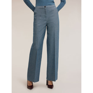 Motivi - Pantaloni palazzo in tinto filo - Azzurro