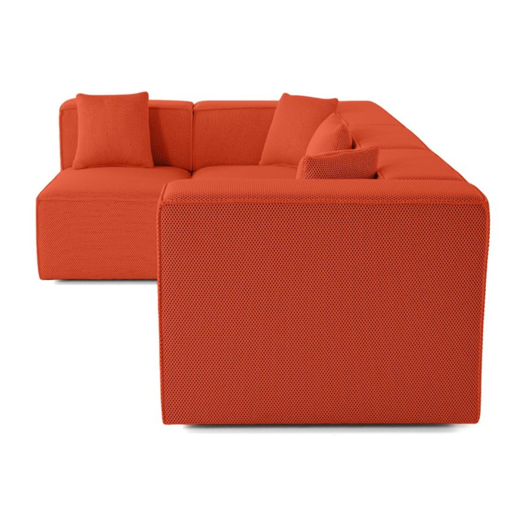 Arty - canapé modulable d'angle gauche 5 places - en tissu mailles 3D - Orange