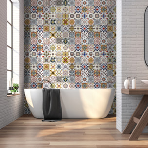 Stickers muraux - Sticker Mural Carrelage adhésif Cuisine Salle de Bain - 60 STICKERS CARREAUX DE CIMENT AZULEJOS TINEA