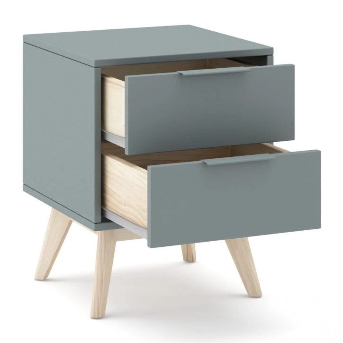 Mesita de noche Numa 2 cajones Verde Salvia - Oak Soft
