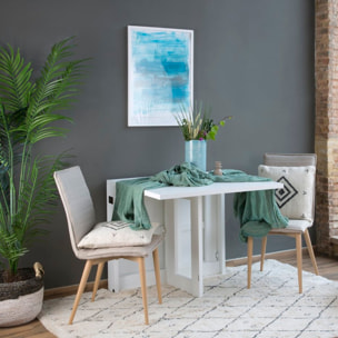 Table à manger pliante Tan -bois massif et panneau de mdf-couleur laqué blanc mat 160 x 78 x 90 cm