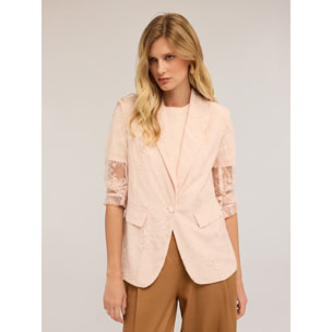 Motivi - Blazer monopetto in pizzo - Rosa cipria