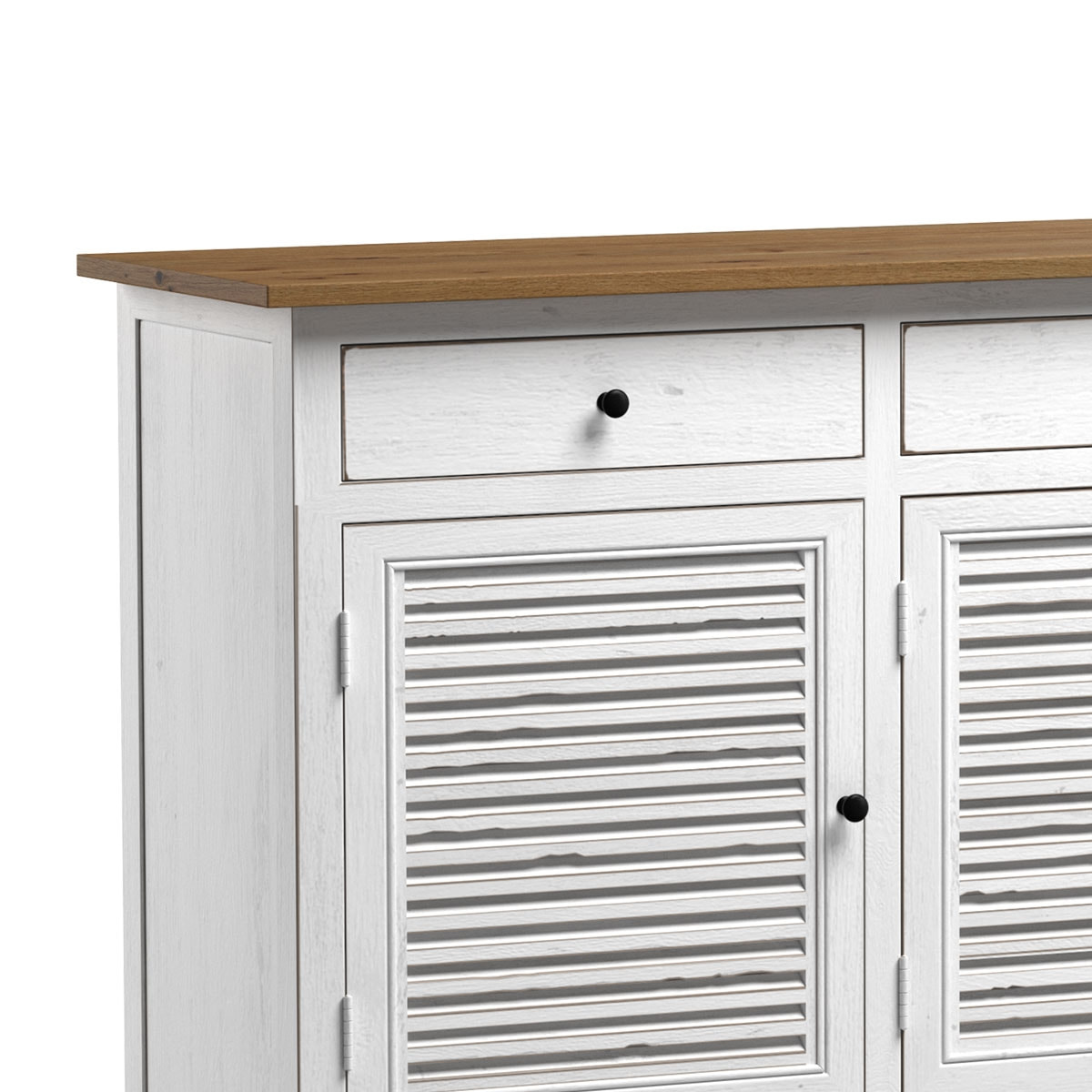Buffet en bois recyclé blanc effet vieilli - Casa