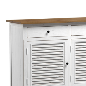 Buffet en bois recyclé blanc effet vieilli - Casa