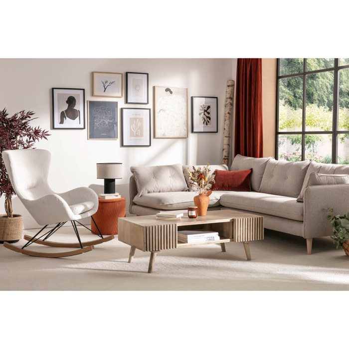 Table basse avec portes coulissantes bois manguier massif ALBA