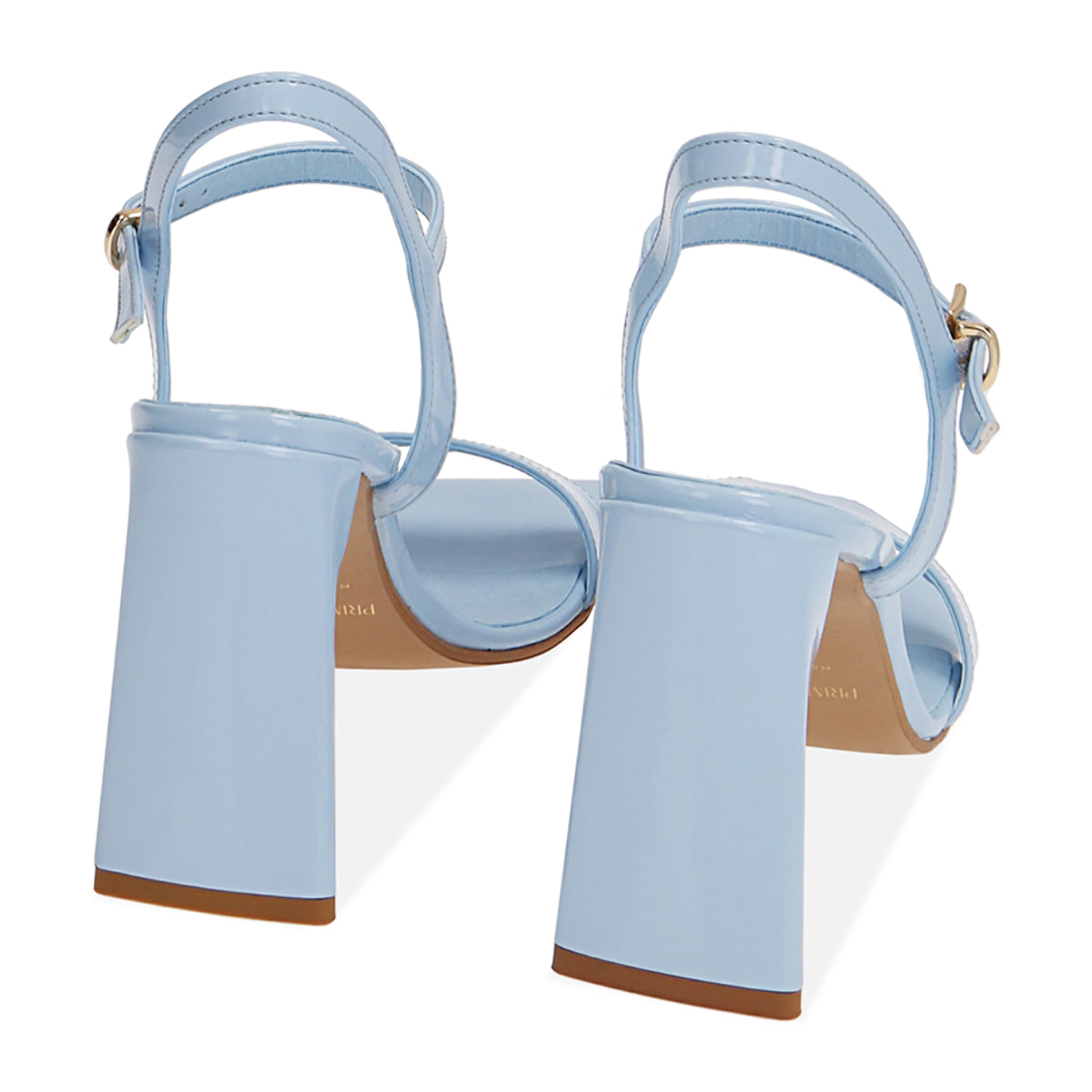 Sandali celesti in vernice, tacco 10 cm