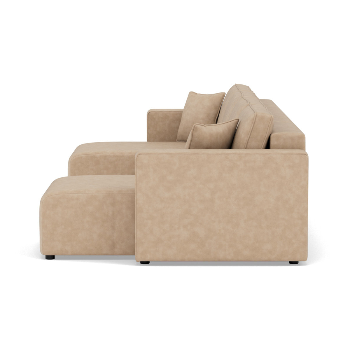Topaze - canapé panoramique en U 7 places convertible avec coffre en simili - Beige