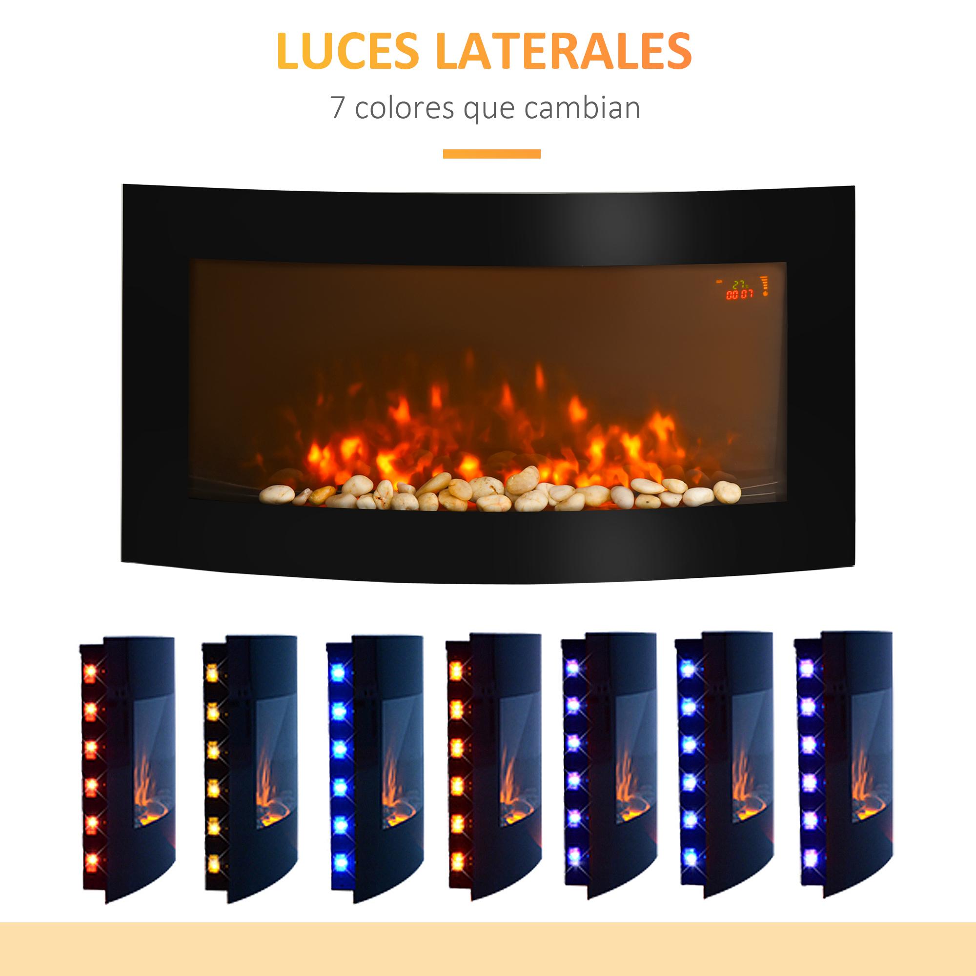 Chimenea Eléctrica de Pared Calefactor Estufa Eléctrica 1000/2000W Llama Mando