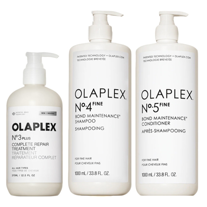 OLAPLEX Kit Treatment N°3 Plus 370ml + Shampoo N°4 Fine 1000ml + Conditioner N°5 Fine 1000ml
