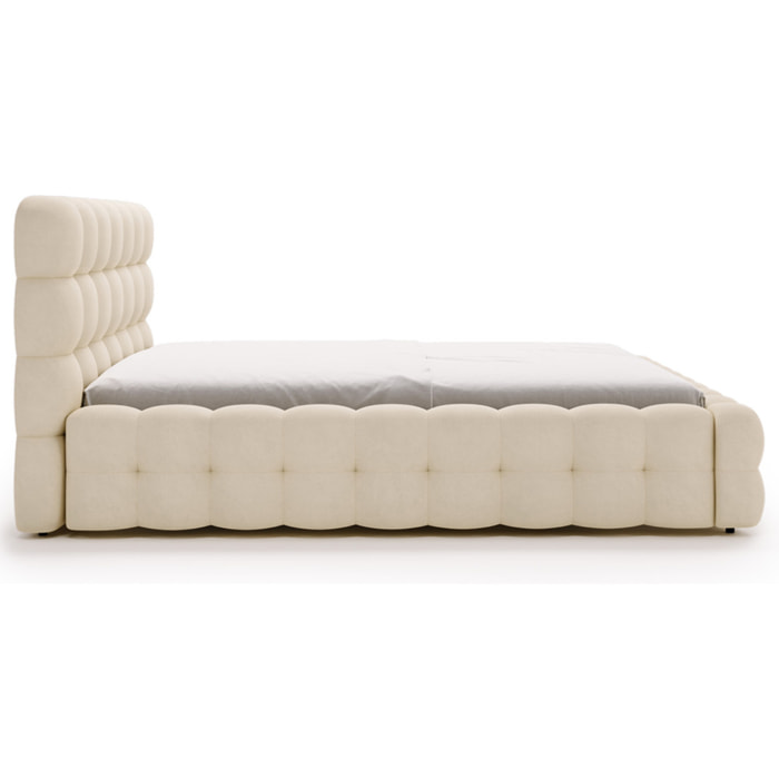 Darling - lit coffre - 140x200 cm - sommier inclus - en velours - Beige