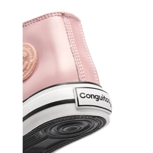 Sneakers alte in pelle verniciata con cerniera interna per bambine